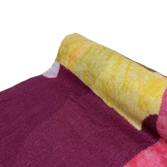 CHANEL - Bordeaux Light Brown Multi Cashmere Silk Scarf 366-082325 - Picture 3 of 7